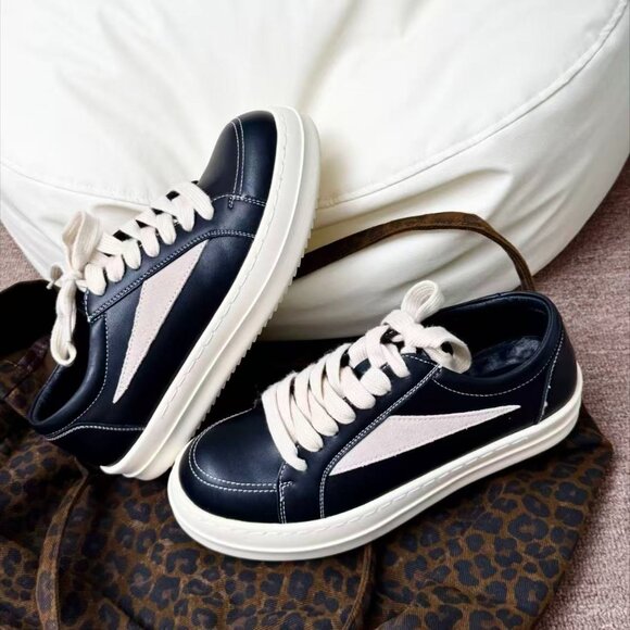 Rick Owens Black and White Leather Oxfords